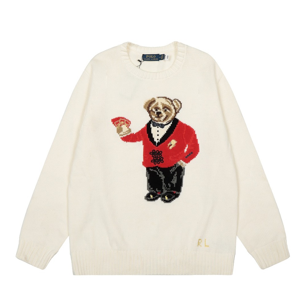 Ralph Lauren Polo Bear Cream Knit Crewneck Sweater